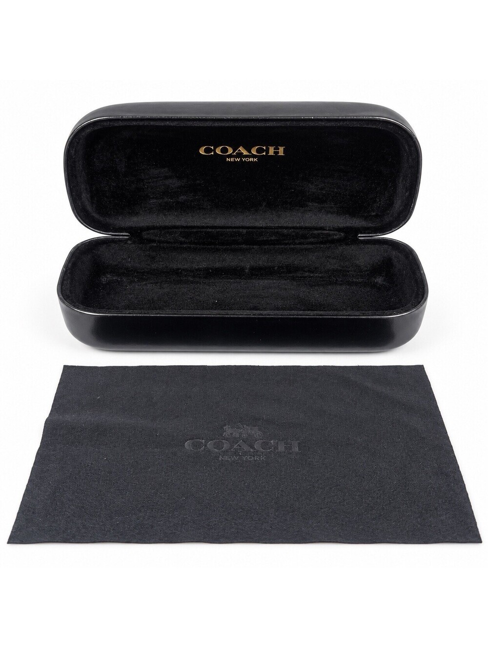 Coach New York Black Hard Eyeglass Sunglasses Case Clamshell w/ Cleaning Cloth